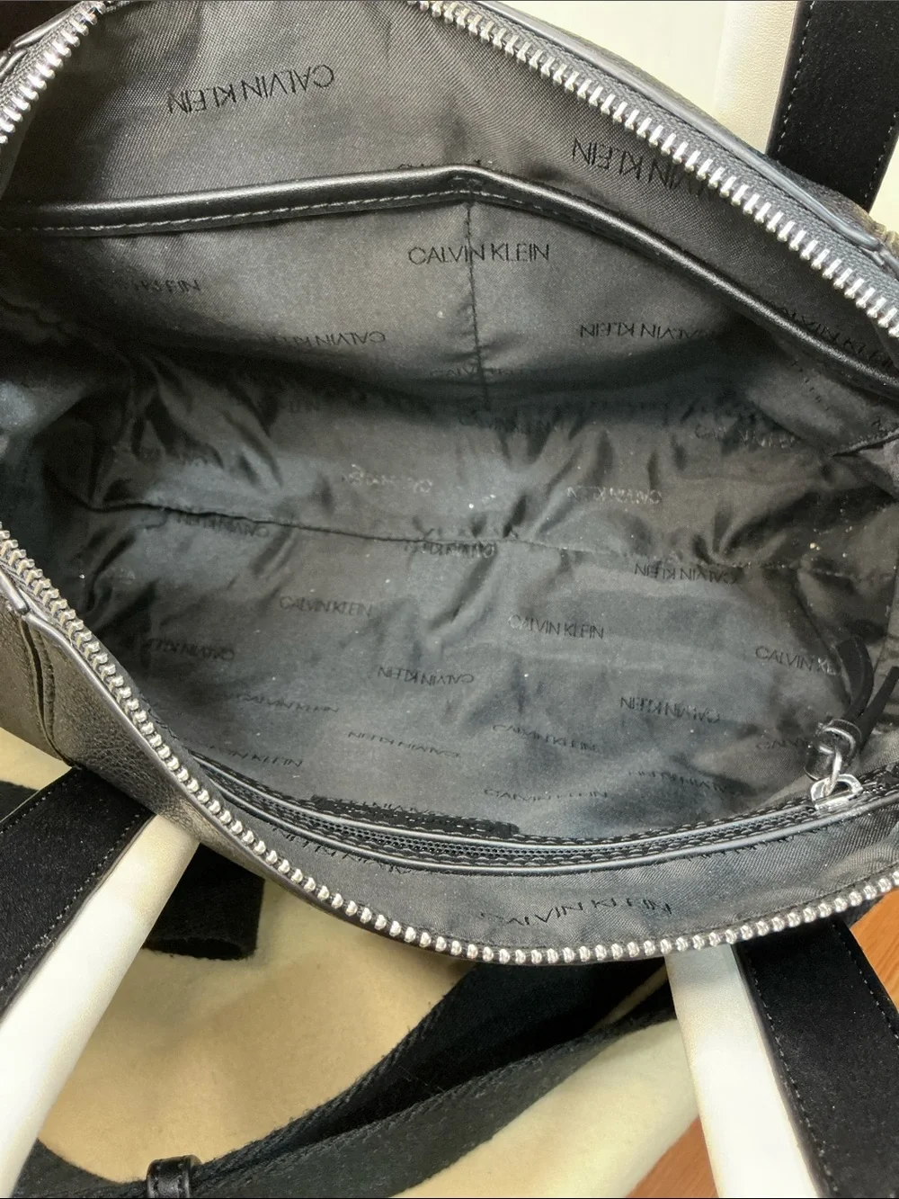 Calvin Klein Black Satchel with White Trim